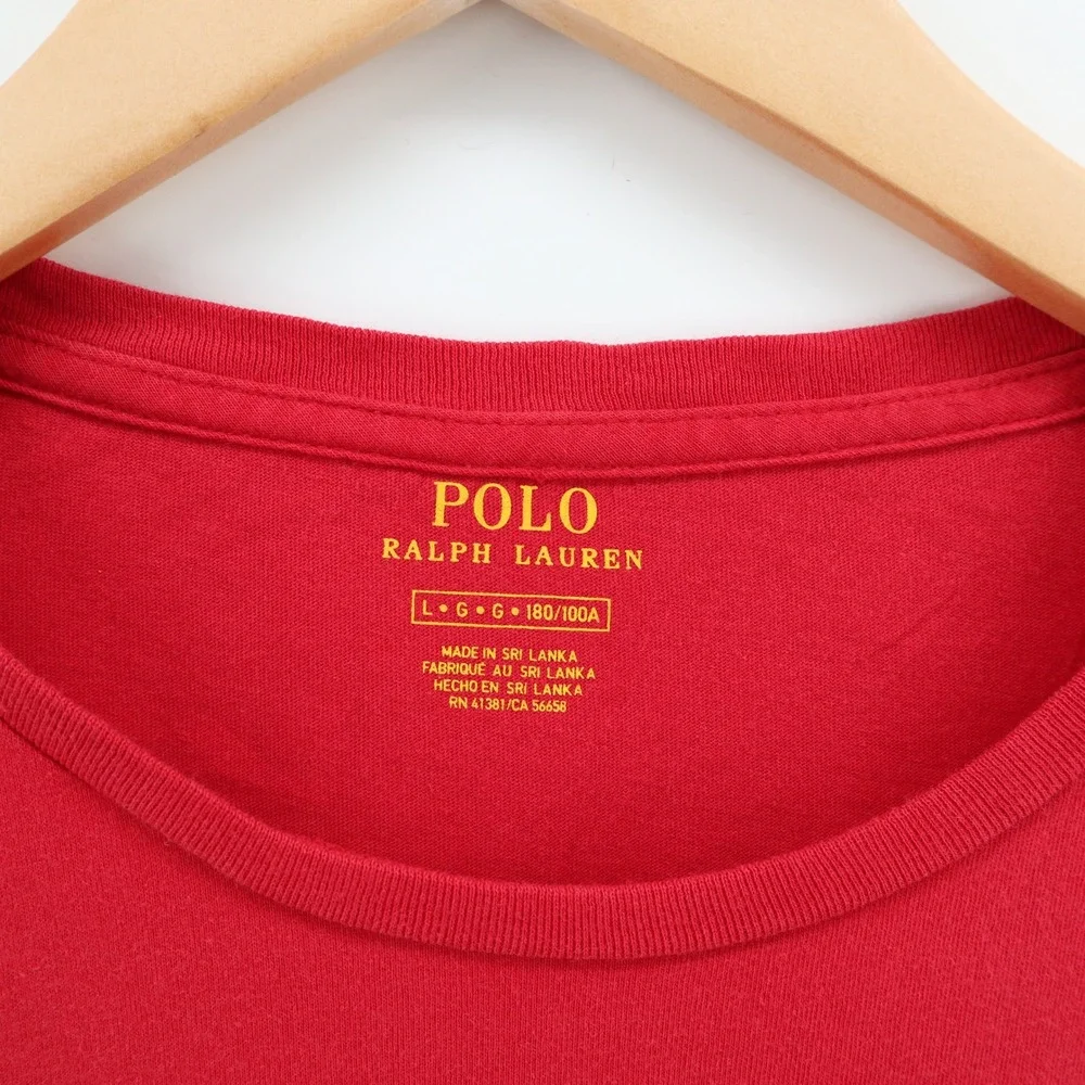 Polo Ralph Lauren Shirt Mens Large Red Pocket Tee Modern Pony Logo Excellent